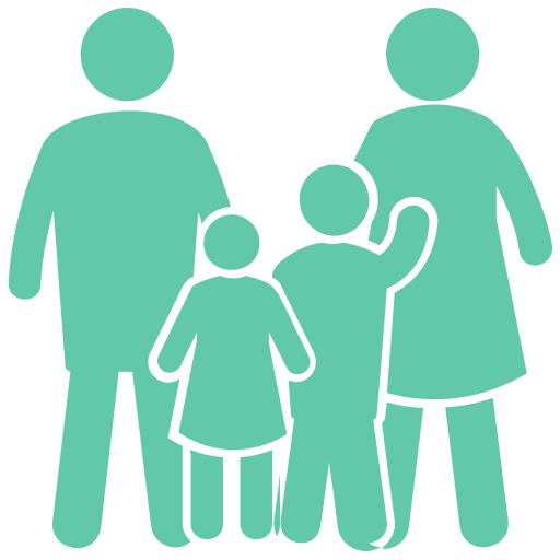 Family Training Family icon with two adults and children.