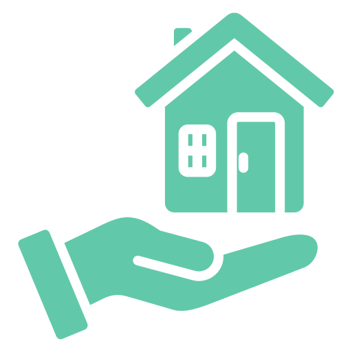Home Based Therapy Hand holding a house icon.