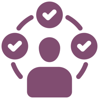 Mask group-2 Person icon surrounded by check marks.