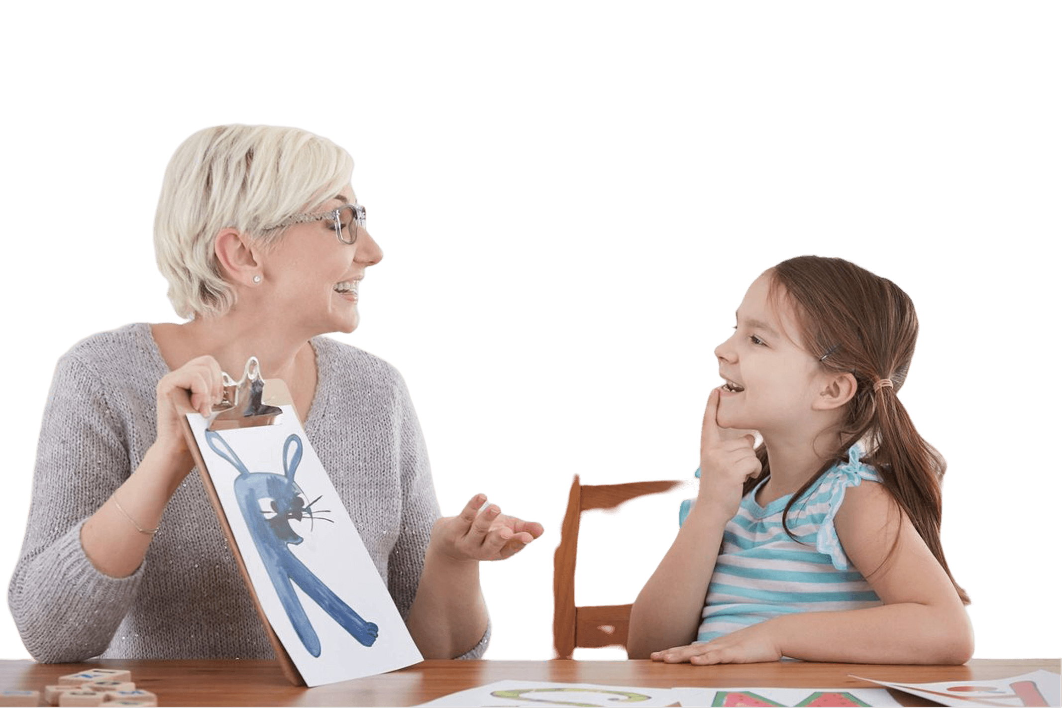 fm=f_Rr6DkOw 3 Teacher showing artwork to a smiling child.